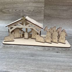 Wooden nativity scene