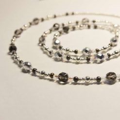 Black and Silver Magic Beaded Necklace/Bracelet/Anklet Set