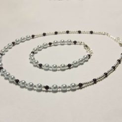 Blue Pearl Matching Necklace/Bracelet Set