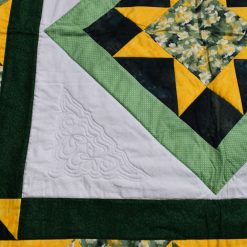 Green and Yellow hourglass patchwork Quilt 1 Green and Yellow hourglass patchwork Quilt 1