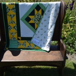 Green and Yellow hourglass patchwork Quilt