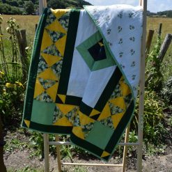 Green and Yellow hourglass patchwork Quilt 4 Green and Yellow hourglass patchwork Quilt 4