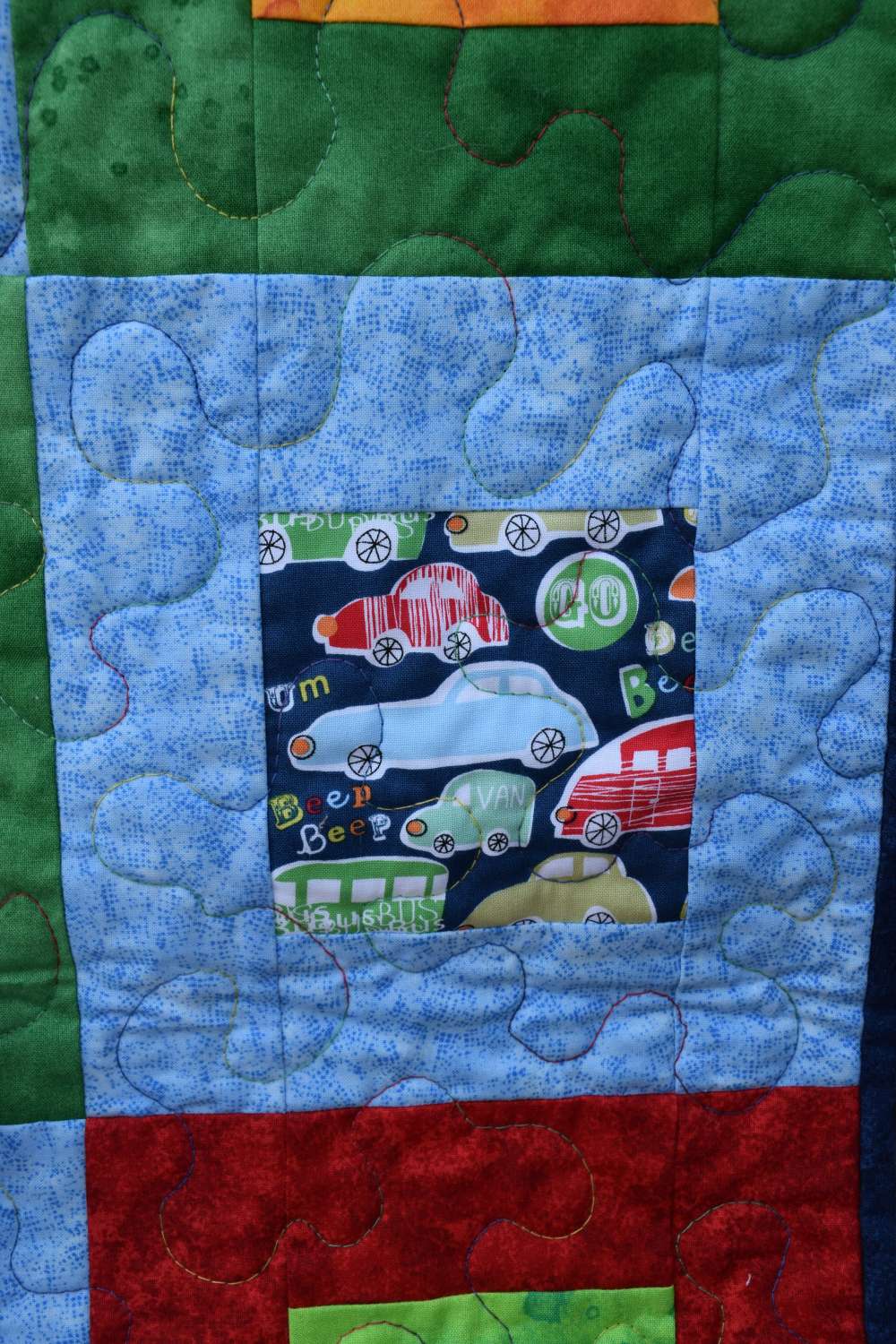 DSC_0037 Multicoloured car squares patchwork quilt 3