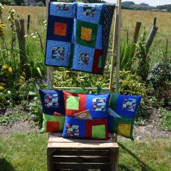Multicoloured car squares patchwork quilt 6 Multicoloured car squares patchwork quilt 12