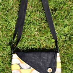 Upcycled yellow and black shoulder bag right 1