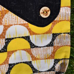 Upcycled yellow and black shoulder bag right 2