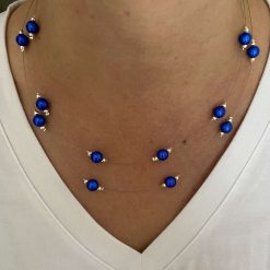 Multi Strand Blue Bead Necklace