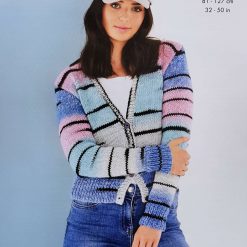 KNITTING PATTERN Ladies Round Neck and V-Neck Cardigans Chunky King Cole 5934 2