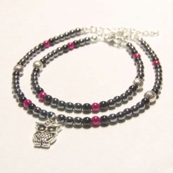 Gun Metal Accented Matching Bracelet/Anklet Set