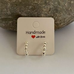 Silver Bead Hoop Earrings 4