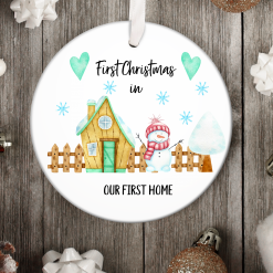 Ceramic hanging Christmas decoration, First Christmas in new home, New home gift, Hanging ornament with jute bag, Letterbox gift UK 1
