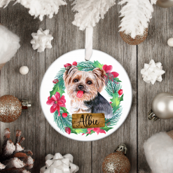 Personalised Yorkshire Terrier Christmas decoration, Personalised dog keepsake, Pet bauble personalised, Dog breed ornament, UK shop