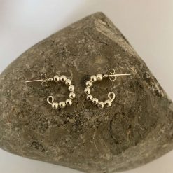 Silver Bead Hoop Earrings 1