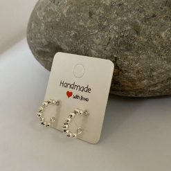 Silver Bead Hoop Earrings 5