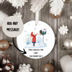 Personalised Christmas bauble, Hanging decoration for Christmas tree, Keepsake gift for niece nephew grandchild, Letterbox gift, UK shop