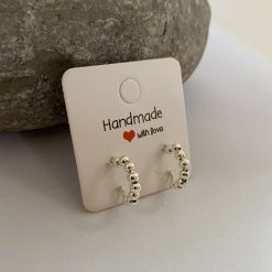 Silver Bead Hoop Earrings