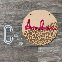 Wooden name plaque - Leopard print