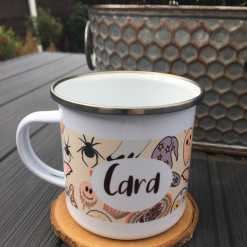 Personalised retro halloween enamel mug for kids, Halloween gift for boy girl, Spooky gift for kids, Camping mug kids, Personalised gift 1