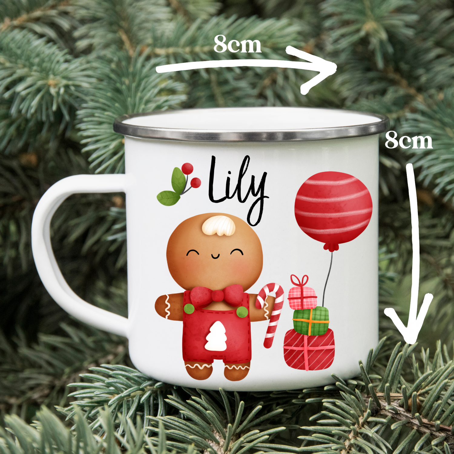Personalised Christmas mug for kids, Gingerbread man mug, Enamel children's cup, Hot chocolate mug for boys girls, Free delivery UK shop Personalised Christmas mug for kids, Gingerbread man mug, Enamel children's cup, Hot chocolate mug for boys girls, Free delivery UK shop