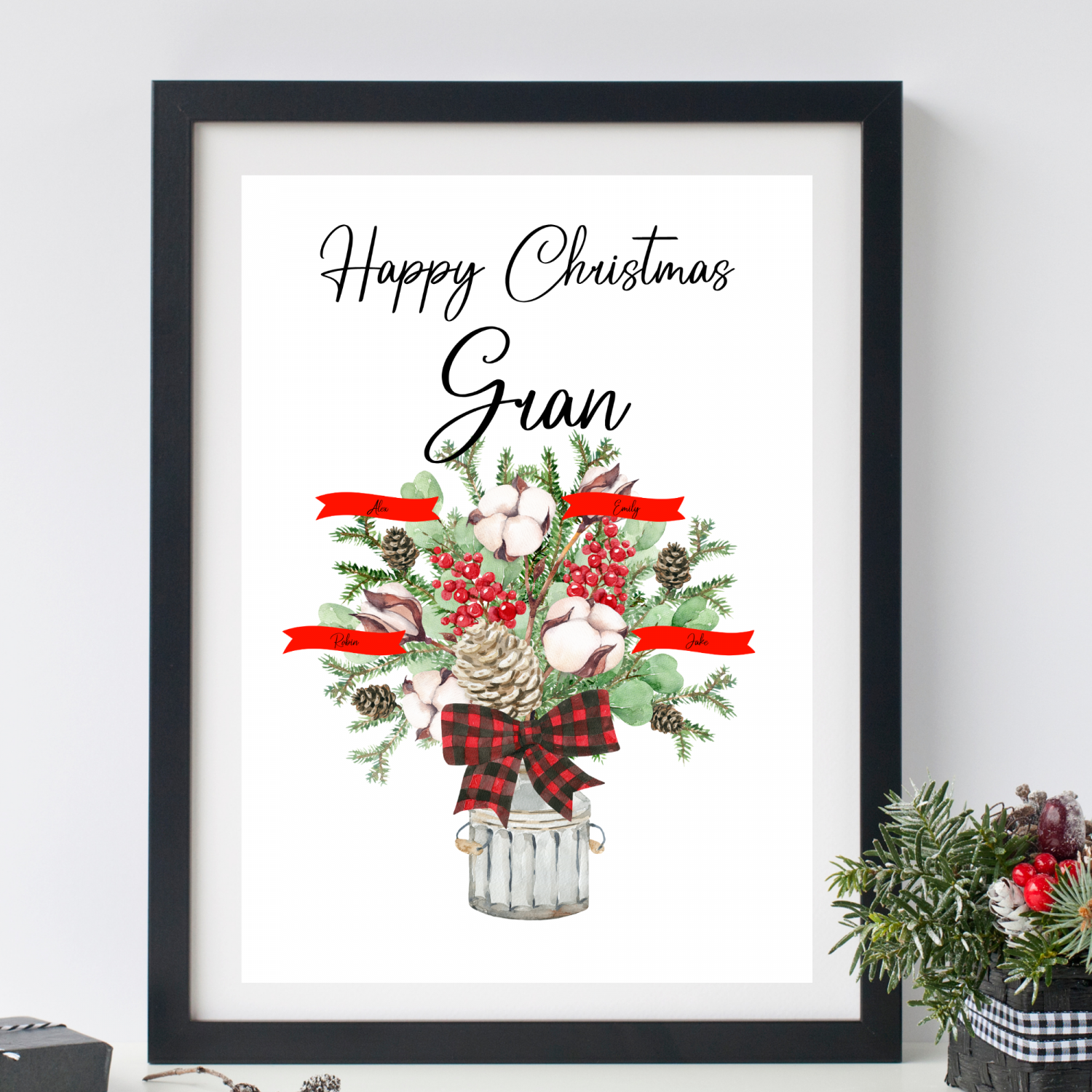 Personalised print Christmas gift for Gran Nanna Grandma, Gift from Grandchildren, Family tree gift, Free delivery, UK shop Personalised print Christmas gift for Gran Nanna Grandma, Gift from Grandchildren, Family tree gift, Free delivery, UK shop