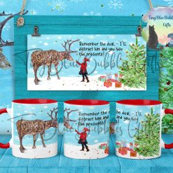 Christmas reindeer and girl 'Distraction' mug