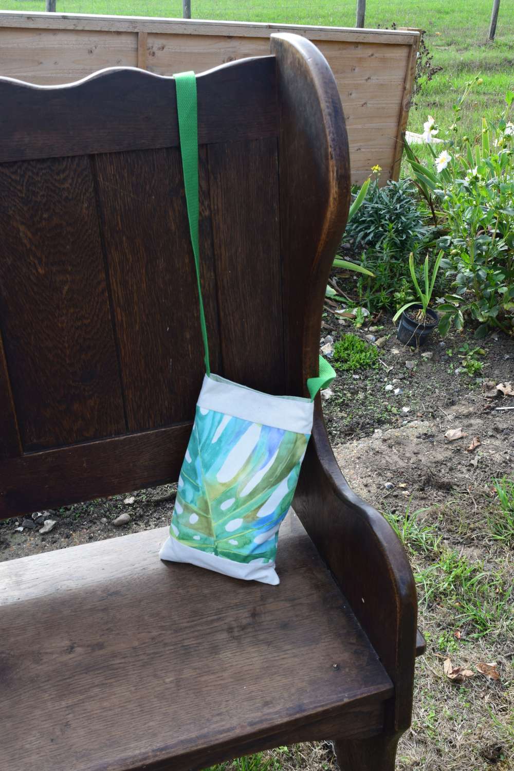 Upcycled monstera leaf patchwork bag Upcycled monstera leaf patchwork bag