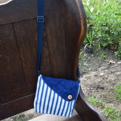 Upcycled adjustable strap shoulder bag
