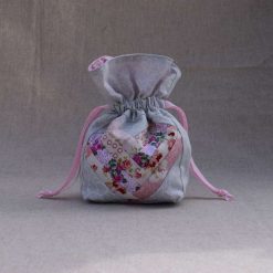 Patchwork heart drawstring bag