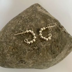 Silver Bead Hoop Earrings 2