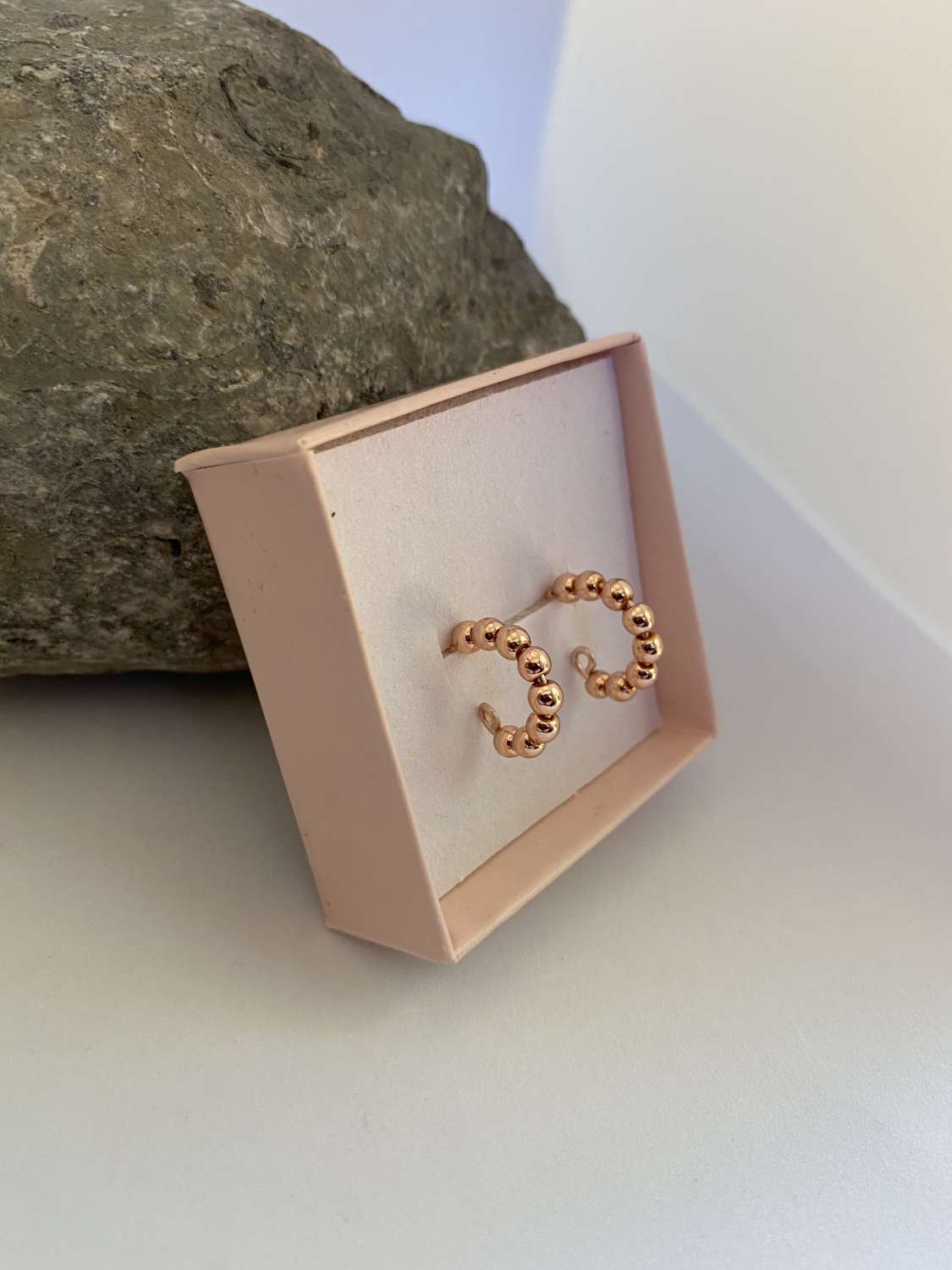 Rose Gold Hematite Hoop Earrings Rose Gold Hematite Hoop Earrings