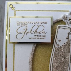 Luxury Handmade Card - Congratulations on Your Golden Wedding Anniversary - With champagne flutes & oval frame 5