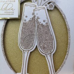 Luxury Handmade Card - Congratulations on Your Golden Wedding Anniversary - With champagne flutes & oval frame 4