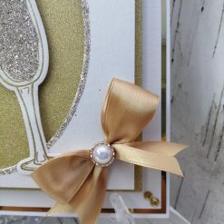 Luxury Handmade Card - Congratulations on Your Golden Wedding Anniversary - With champagne flutes & oval frame 3