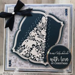Luxury Handmade Christmas Card - Navy, White & Silver - To my Husband with Love at Christmas
