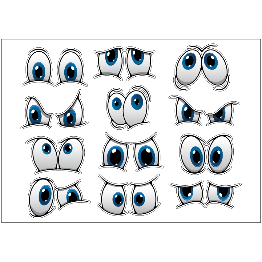 PS0002 Eyes Funny Stickers Sheet Decals Eyes Wall Self Adhesive Vinyl