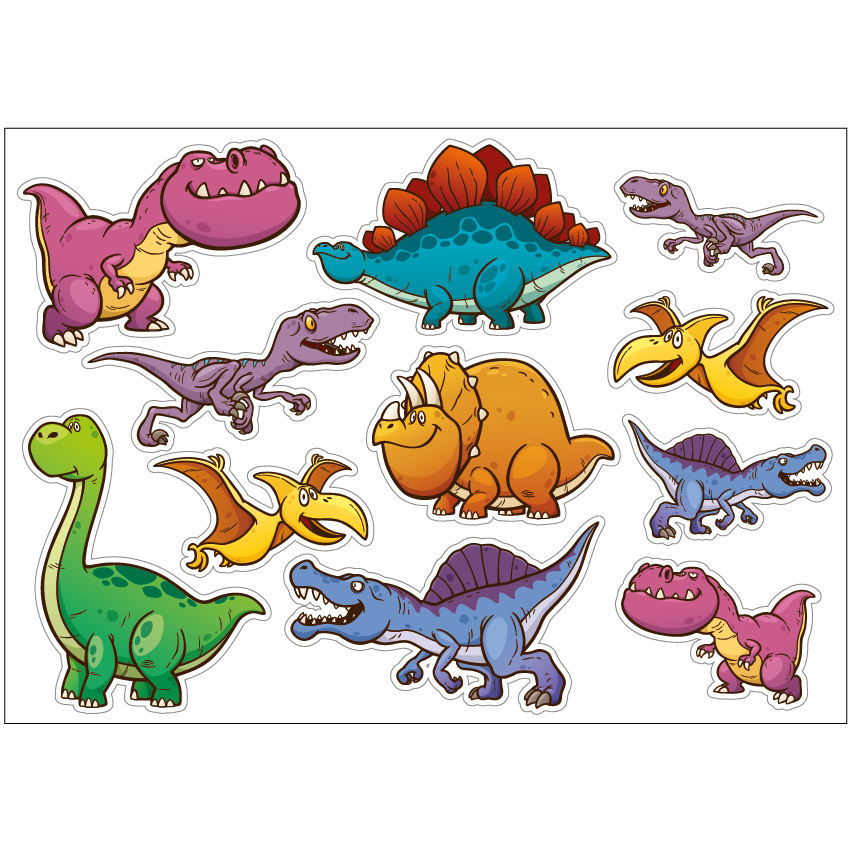 PS0125 Dinosaurs Sticker Sheet Decal Dinosaurs Wall Self Adhesive Vinyl