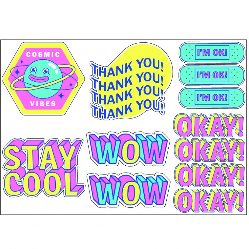 PS0054 Cosmic Vibe Cool Sticker Sheet Decal Thankyou Wall Self Adhesive