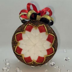 Black, gold and red  patterned bauble