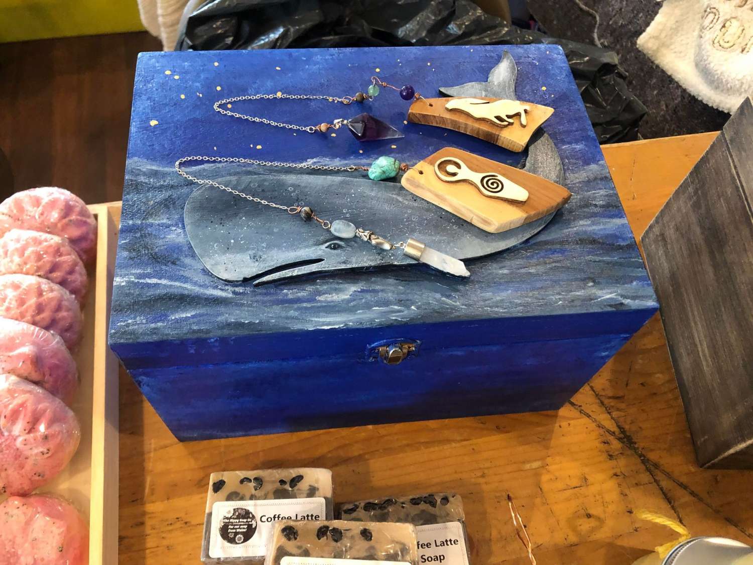 Large hand painted WHALE altar/decorative box - ideal gift Large hand painted WHALE altar/decorative box - ideal gift