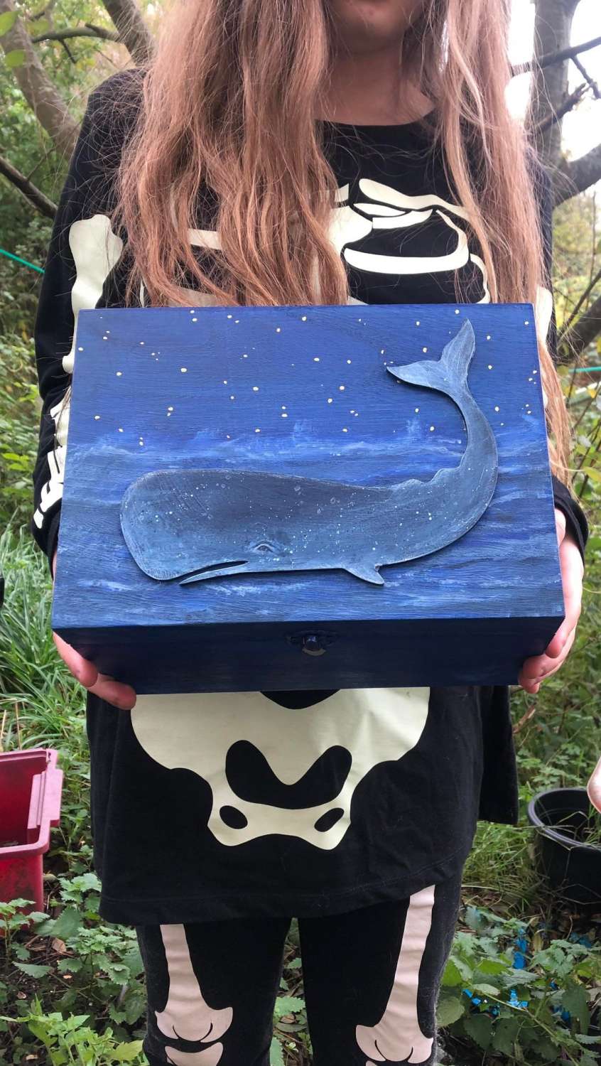 Large hand painted WHALE altar/decorative box - ideal gift Large hand painted WHALE altar/decorative box - ideal gift