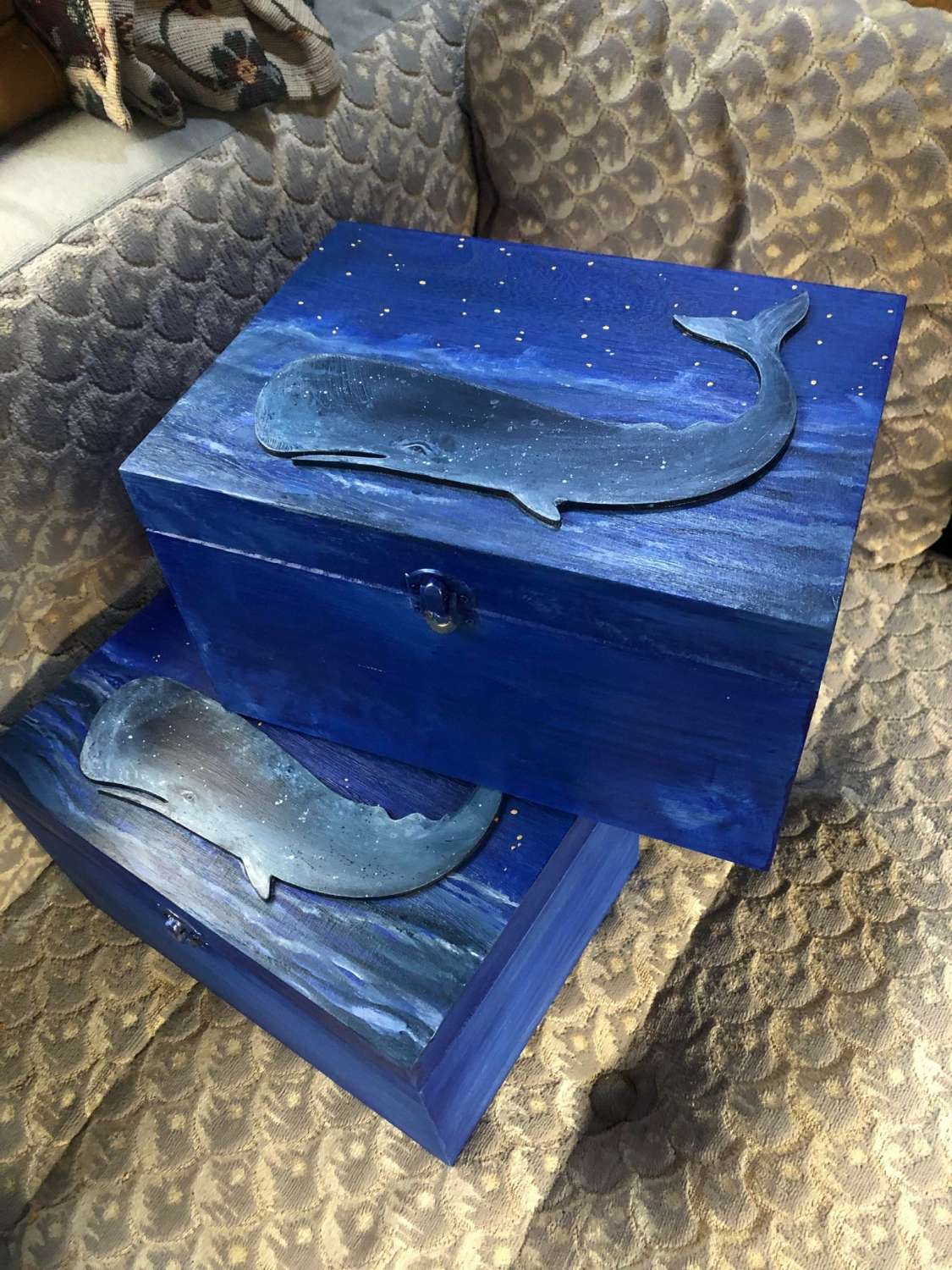 Large hand painted WHALE altar/decorative box - ideal gift Large hand painted WHALE altar/decorative box - ideal gift