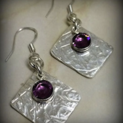 E - Birthstone + 1.5MM Thick Sterling Silver Earrings - Handmade