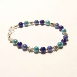 Beads and Stars Silver Bracelet - Blue