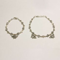 Butterfly Silver Matching Bracelet/Anklet Set