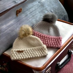 Adult Hat with Faux Fur Pom Pom
