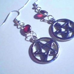 E - Pentagram & Red Swarovski Earrings