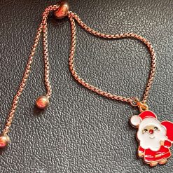 E -  - Adjustable Slider Bracelet with Christmas Charms