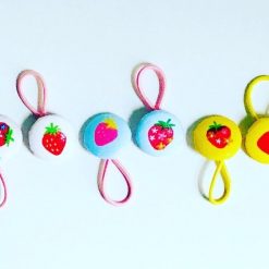 Handmade Infant/Fine Hair Button Bobble Hair Ties - Strawberries 1 Handmade Infant/Fine Hair Button Bobble Hair Ties - Strawberries 4