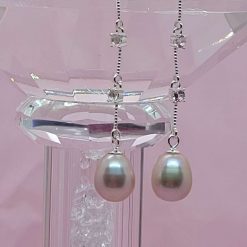 Sterling Silver Freshwater Pearl & White Topaz Wedding Earrings