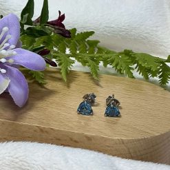 Turquoise Three Leaf Dangle Earrings Silver